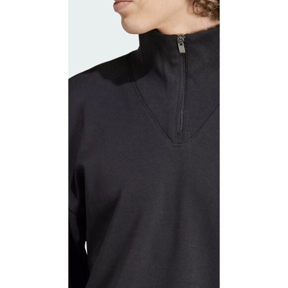 Adidas Men’s All SZN Fleece Quarter-Zip Crew Sweatshirt Black Size Medium - Picture 10 of 10